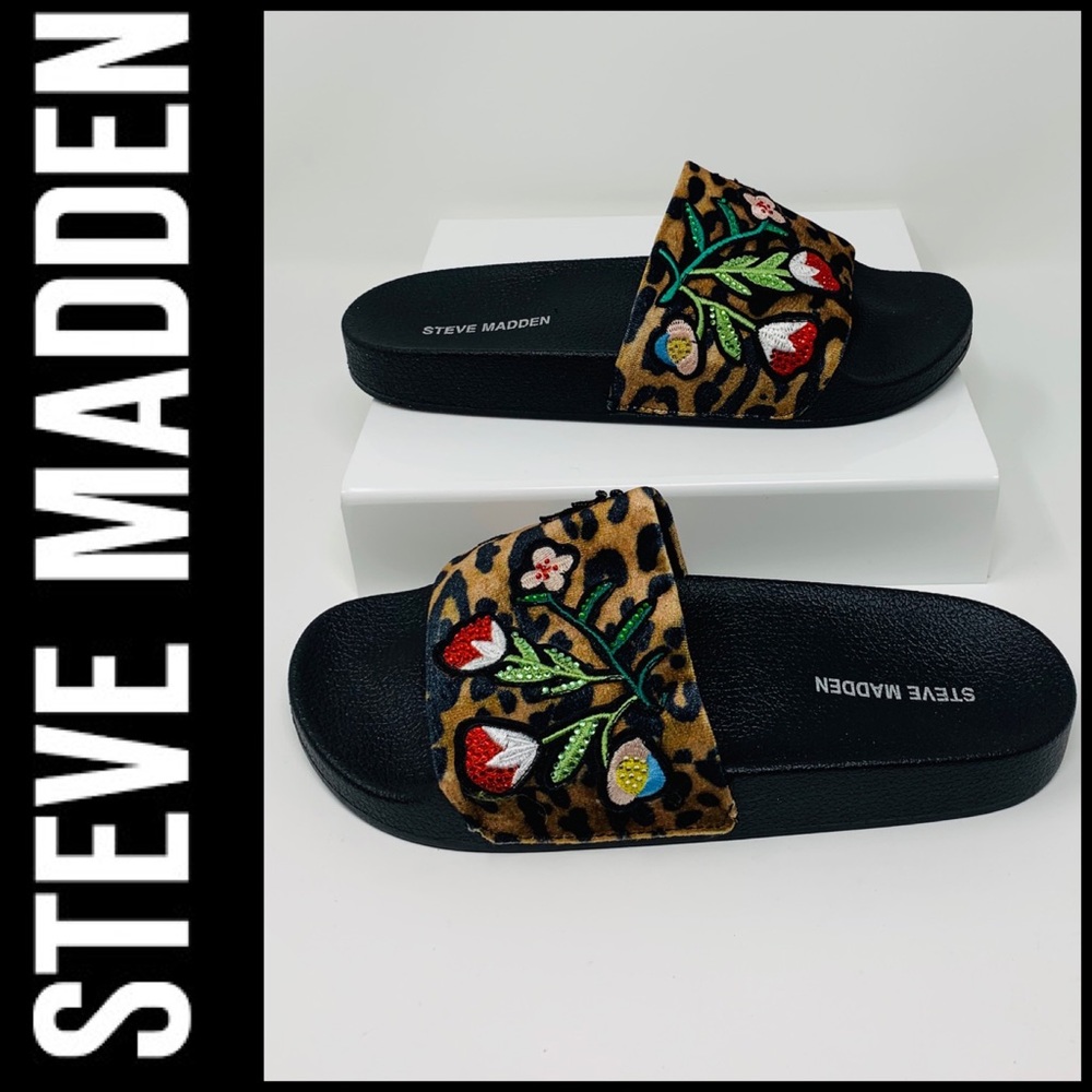 Steve Madden Patches Slide Leopard Slippers